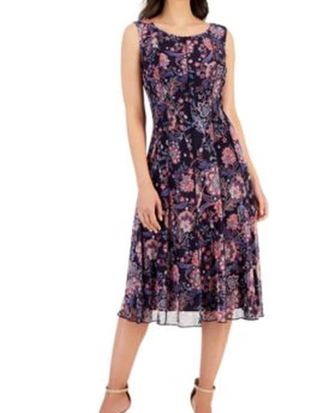 Connected apparel Women's Purple Floral Sleeveless Maxi Dress      SZ 12